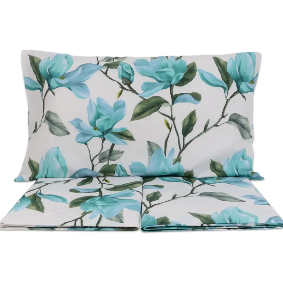 Completo Lenzuola Style Bocciolo Azzurro Matrimoniale
