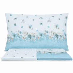 Completo Lenzuola Switch Flowers Azzurro Matrimoniale