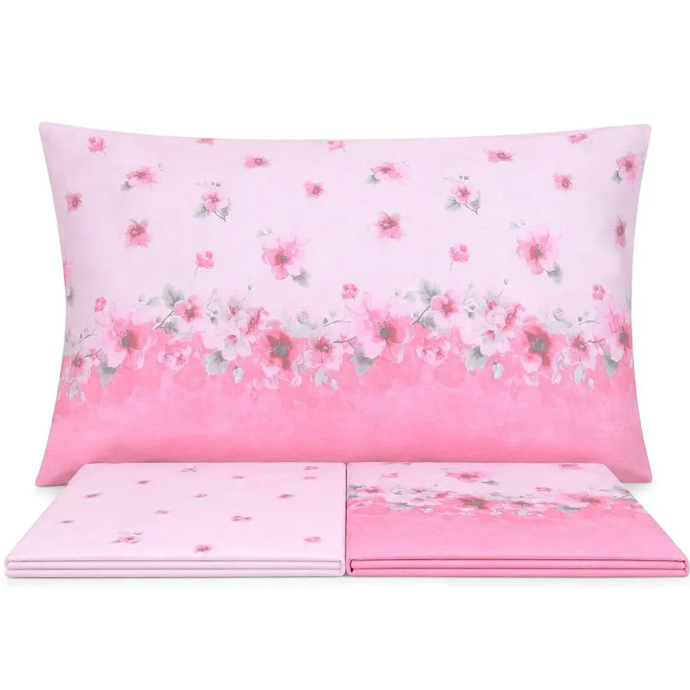 Completo Lenzuola Switch Flowers Rosa Matrimoniale