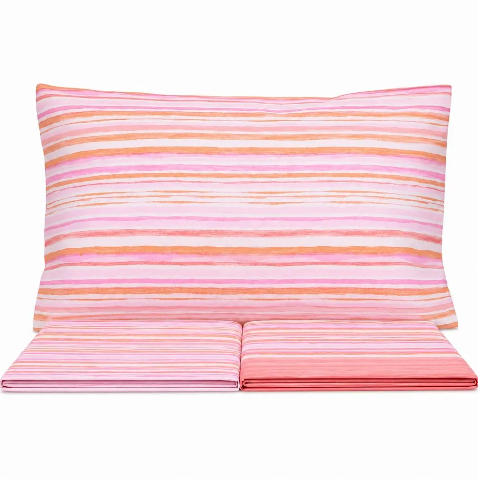 Completo Lenzuola Switch Stripes Rosa Matrimoniale
