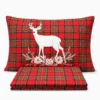Completo Lenzuola Tartan Cervo Rosso Piazza e mezzo