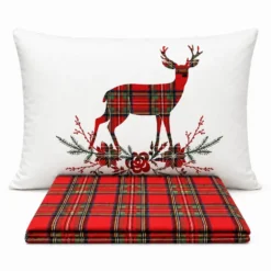Completo Lenzuola Tartan Cervo Rosso Piazza e mezzo