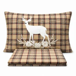 Completo Lenzuola Tartan Cervo Beige Piazza e mezzo