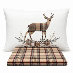 Completo Lenzuola Tartan Cervo Beige Piazza e mezzo