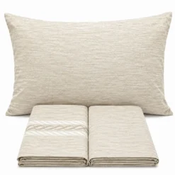 Completo Lenzuola Volant intreccio beige matrimoniale