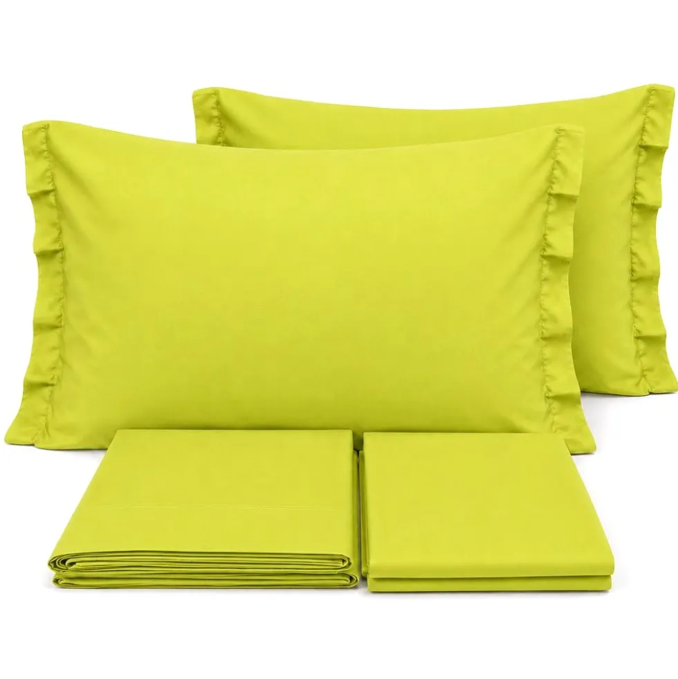 Completo Lenzuola Volant Joli Verde esotico Singolo