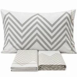 Completo Lenzuola zig zag beige matrimoniale