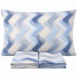 Completo Lenzuola Zig Zag Moderno Azzurro Singolo