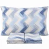 Completo Lenzuola Zig Zag Moderno Azzurro Piazza e mezzo