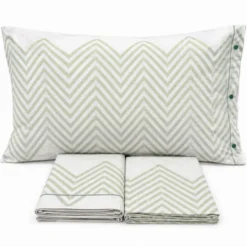 Completo Lenzuola zig zag verde matrimoniale