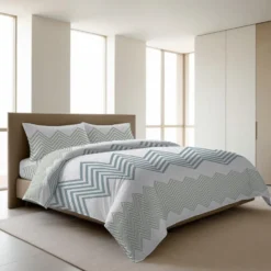 Completo Lenzuola zig zag verde matrimoniale