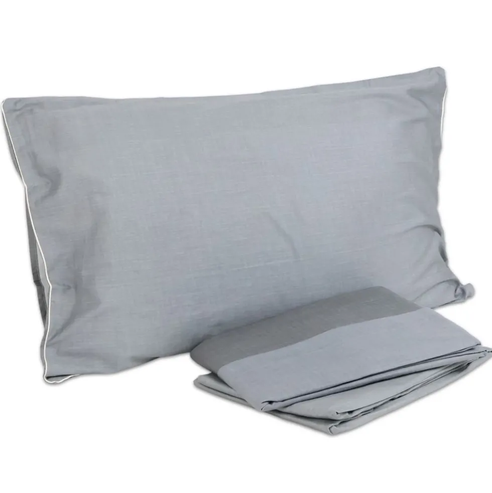 Completo Letto Raso di cotone Mikado Fumo Matrimoniale