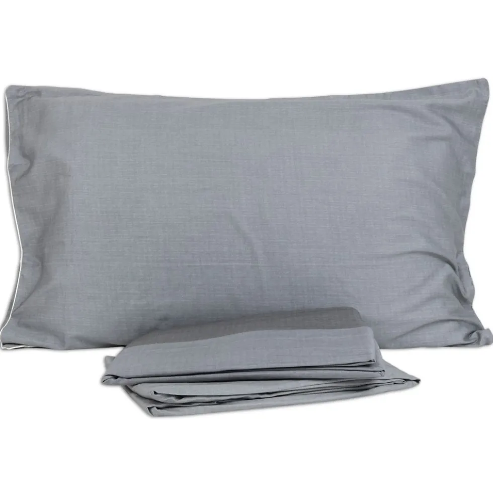Completo Letto Raso di cotone Mikado Fumo Matrimoniale