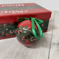 Confezione 6 palle natalizie aghi di pino diametro 8 cm con scatola