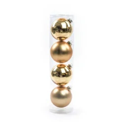 Confezione 4 Palline in Vetro Natalizie Oro