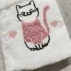 Coppia asciugamani bianca Gattone rosa fondo bianco
