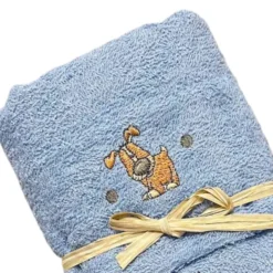 Coppia asciugamani Cani ricamati azzurro