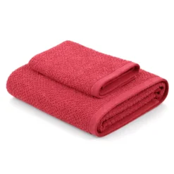 Coppia Asciugamani chicco di riso Rosso Fragola