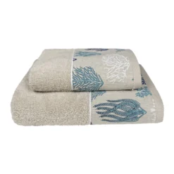 Coppia asciugamani CREOLE Balza Corallo Beige/Azzurro