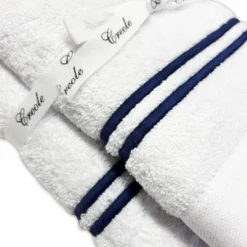 Coppia asciugamani CREOLE City Bianco/Blu Navy