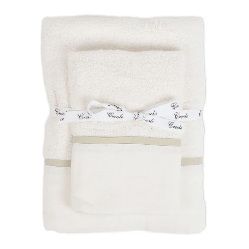 Coppia asciugamani CREOLE profilo Lino Panna-Beige
