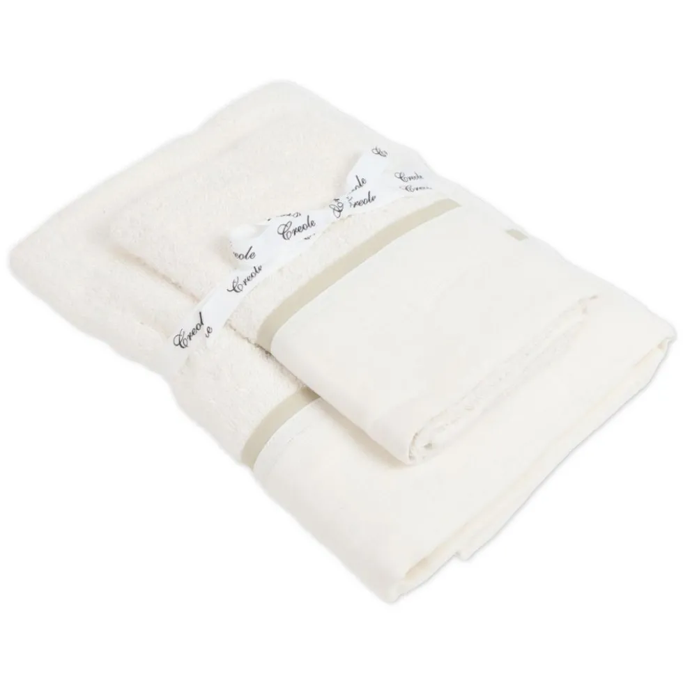 Coppia asciugamani CREOLE profilo Lino Panna-Beige