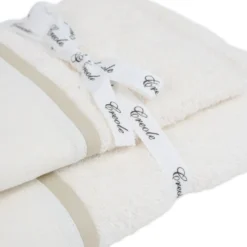 Coppia asciugamani CREOLE profilo Lino Panna-Beige