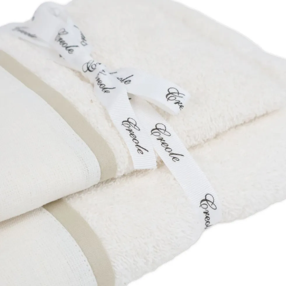 Coppia asciugamani CREOLE profilo Lino Panna-Beige