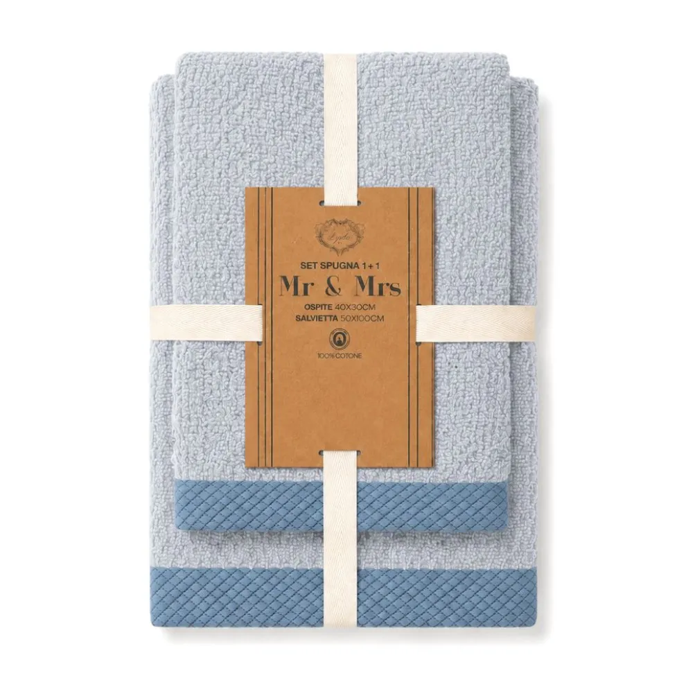 Coppia Asciugamani in Spugna Mr & Mrs Grigio/Antracite