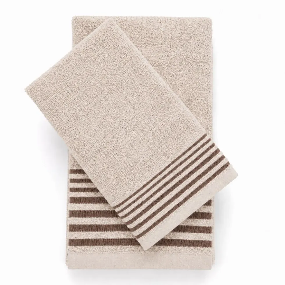 Coppia Asciugamani in Spugna Dioniso Beige