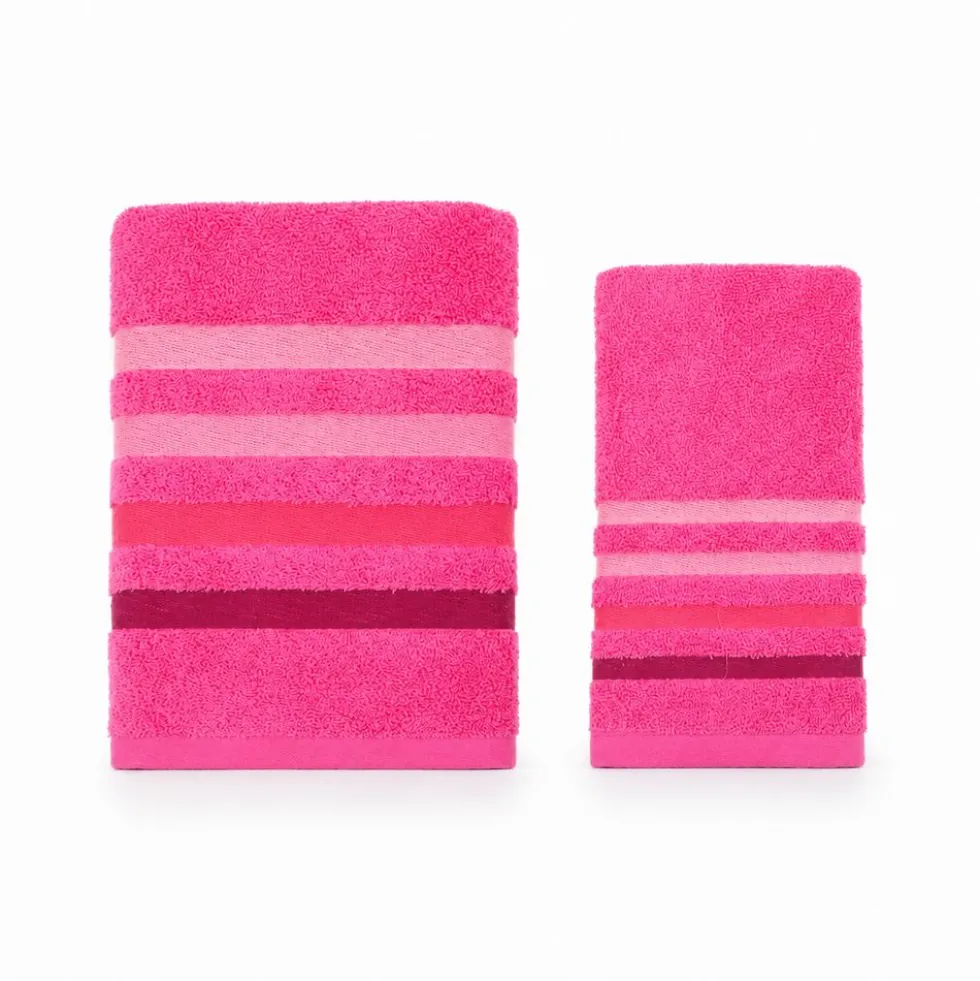Coppia Asciugamani in spugna Colorful Fucsia