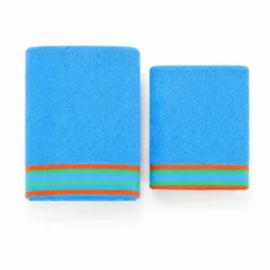 Coppia Asciugamani in spugna Happines Blu