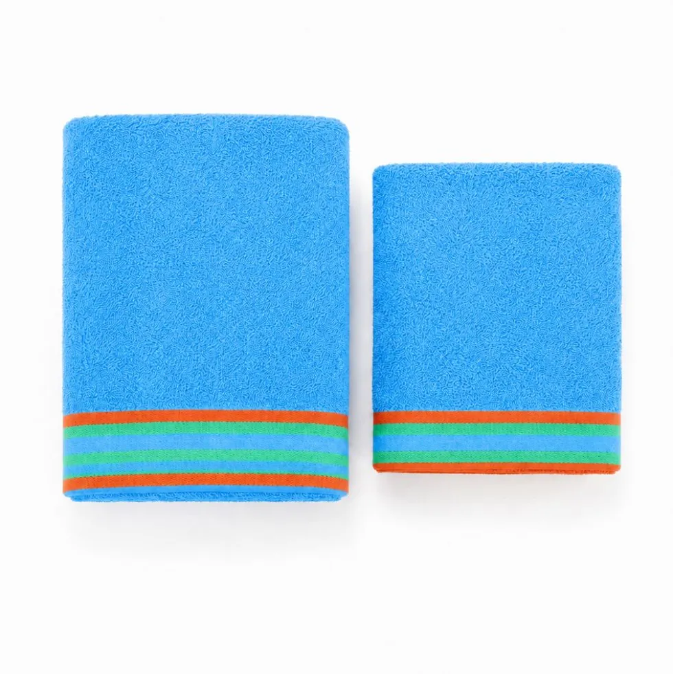 Coppia Asciugamani in spugna Happines Blu