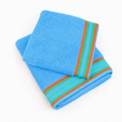 Coppia Asciugamani in spugna Happines Blu