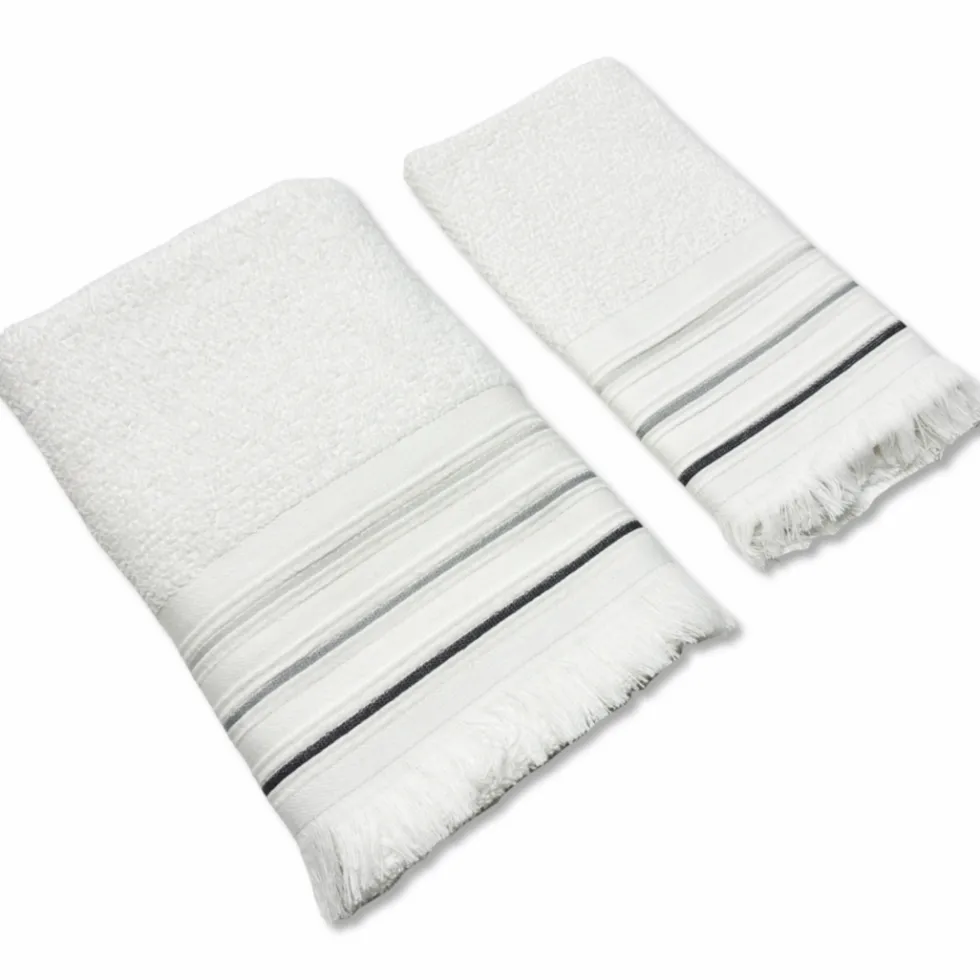 Coppia asciugamani Jacquard Maddalena Bianco