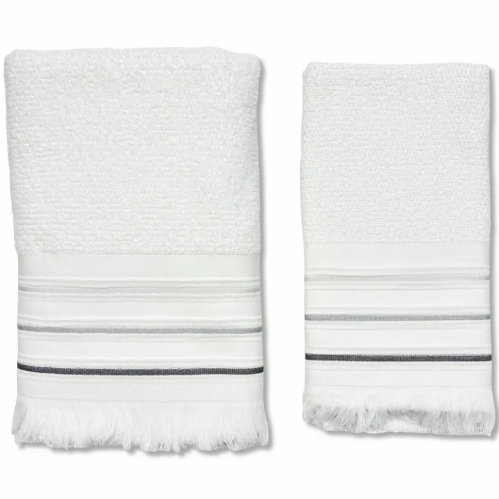 Coppia asciugamani Jacquard Maddalena Bianco