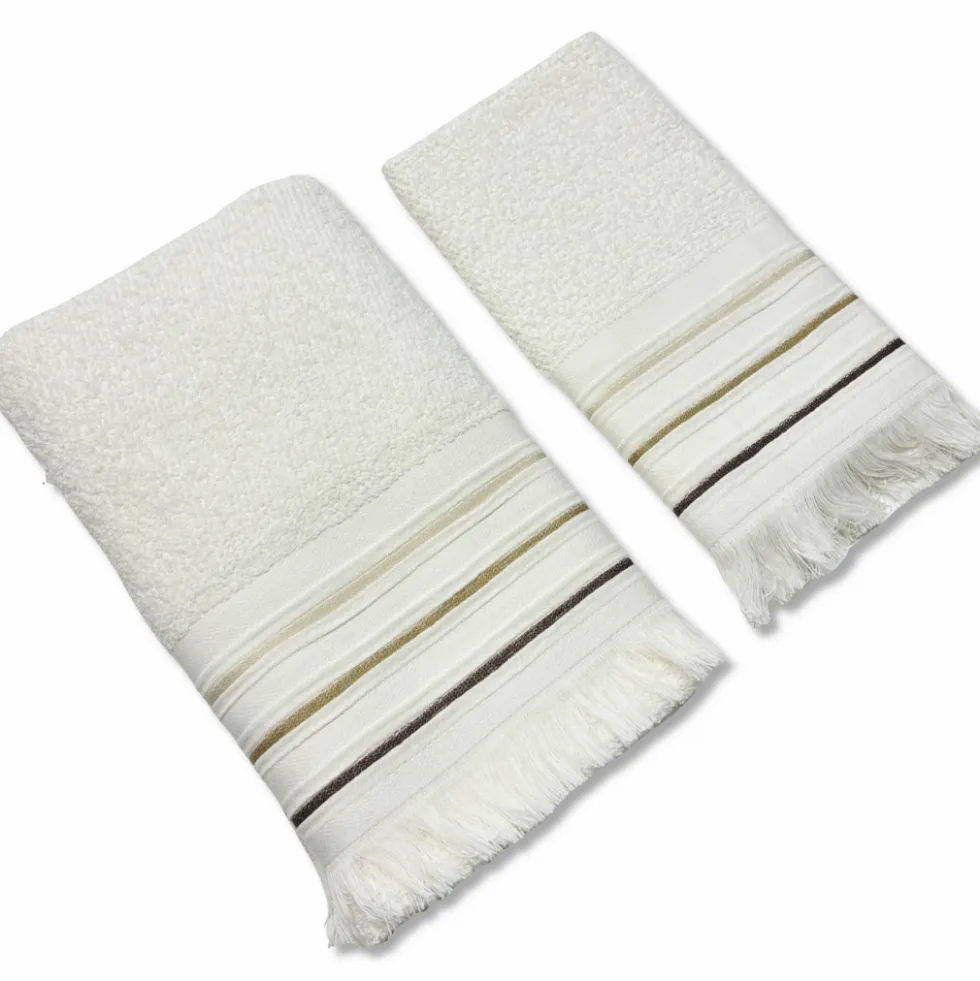 Coppia asciugamani Jacquard Maddalena Crema