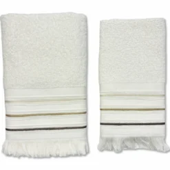 Coppia asciugamani Jacquard Maddalena Crema