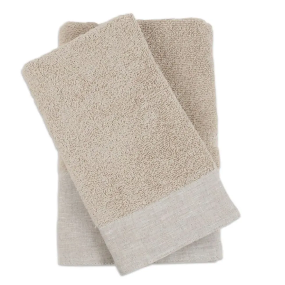 Coppia Asciugamani Natural Lino Tortora