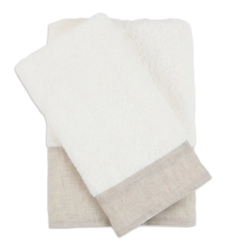 Coppia Asciugamani Natural Lino Panna