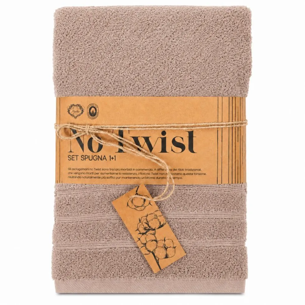 Coppia asciugamani No Twist Tortora