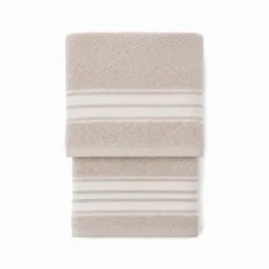 Coppia asciugamani Ricamati Stripe Tortora