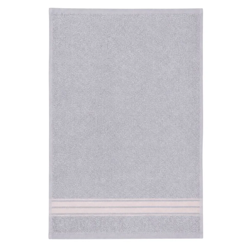 Coppia asciugamani Ricamati Stripe Grigio