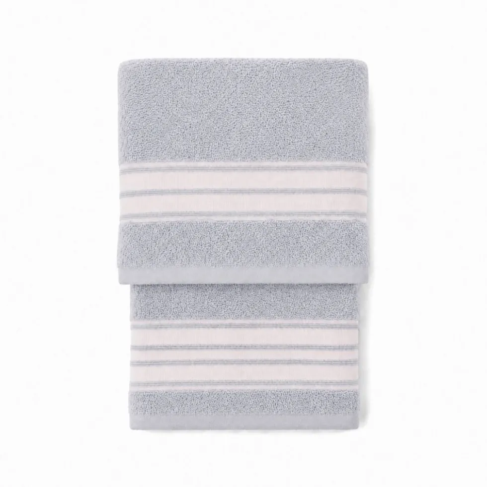 Coppia asciugamani Ricamati Stripe Grigio