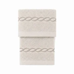 Coppia asciugamani Ricamati Loft Panna