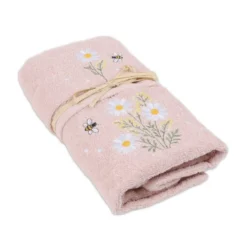 Coppia asciugamani Ricamati Margherite e Api Rosa
