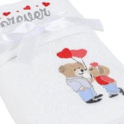 Coppia asciugamani Ricamati Orsetti Forever Bianco DIS. 14