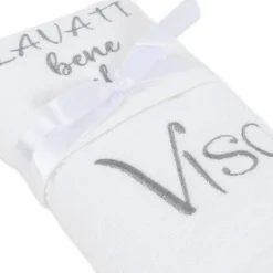 Coppia asciugamani Ricamati Lavati bene il viso Bianco DIS. 15