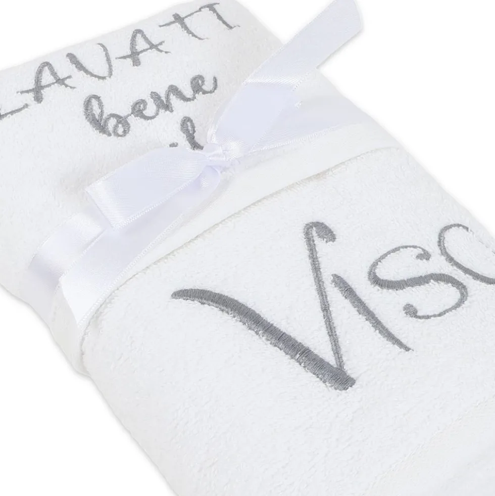 Coppia asciugamani Ricamati Lavati bene il viso Bianco DIS. 15