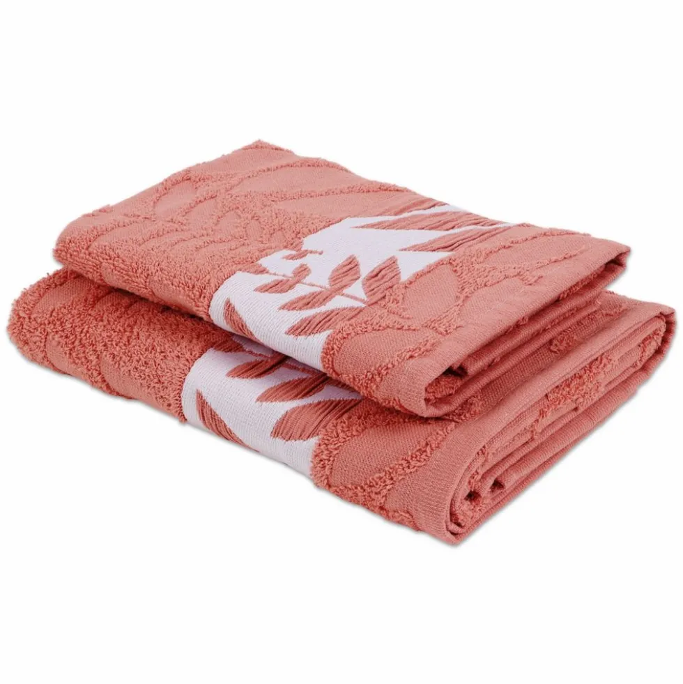 Coppia asciugamani Spugna Jacquard Sela Rosa